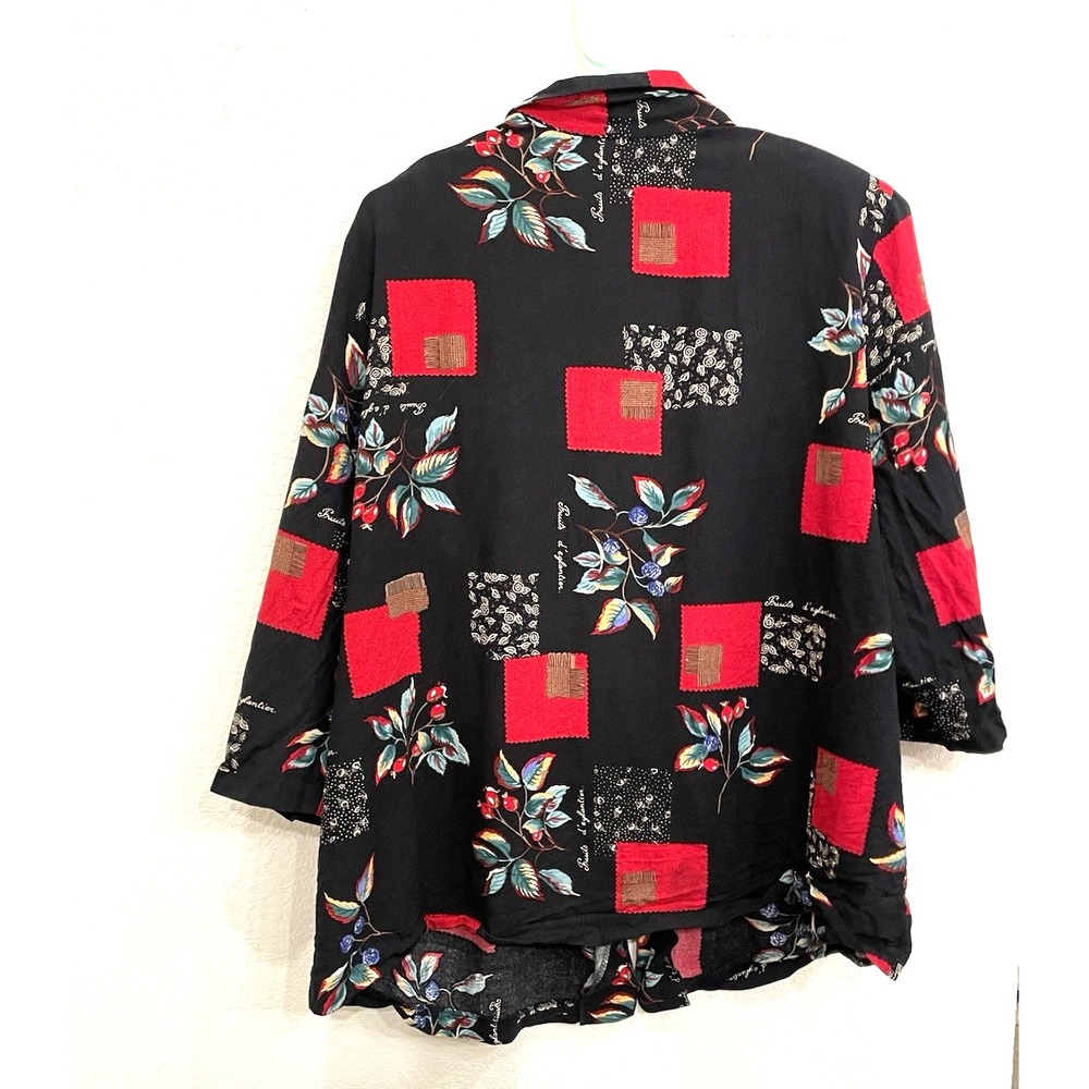 More Jazz Vintage Cardigan Top Black Fruit Size 22 Shoulder Pads 90s Grunge USA - Picture 5 of 8